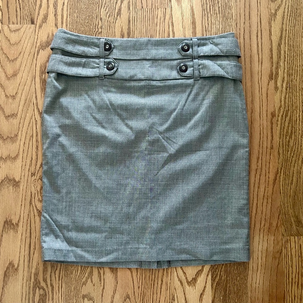 Heart Soul Gray Pencil Skirt with Button Accents